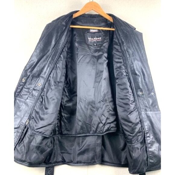 Wilsons Black Leather Belted Jacket Women's Medium with Thinsulate Lining Vtg - Picture 8 of 16